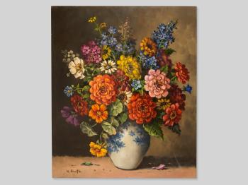 Floral Still Live with Zinnia by 
																			Willy Hanft