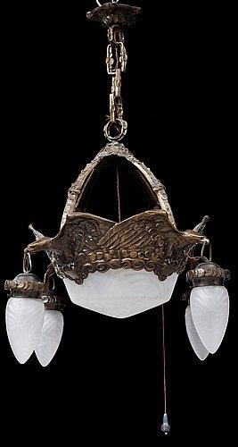 A Swedish Art Nouveau hanging lamp by 
																			Alice Nordin
