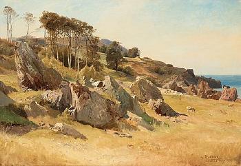 Arilds läge (Coastal scene from Arild) by 
																	Gustaf Rydberg