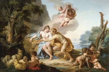 Allegory with Lovers and Putti in an Arcadian Landscape by 
																	Jean Charles Frontier