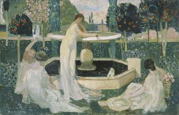 Women by the fountain by 
																	Gustave Jaulmes