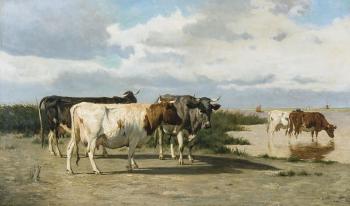 Cow by a Lake by 
																	Emile van Damme-Sylva