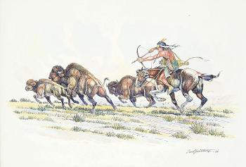 Buffalo Hunt by 
																	Gerald Tailfeathers