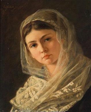 Portrait of a Young Girl with Veil by 
																	Alois Erdtelt