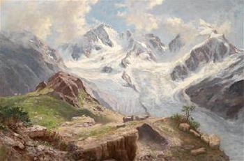 View of Piz Bernina, Piz Rosegg and Tschierva Glacier by 
																	George Maeachwicz