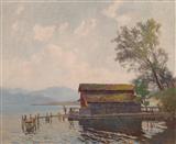 Boathouse on a lake by 
																	Anton Hans Karlinsky