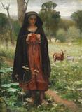 Shepherdess Knitting (Bergere au tricot) by 
																	George Langee