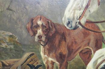 Pferd, Jagdhunde und Jagdbeute (Fasane) im Hochland by 
																			 Monogrammist W H M