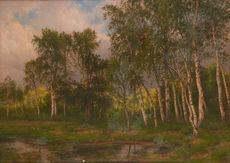 Le sous-bois de bouleaux au bord de l’étang by 
																	Alfred Elsen