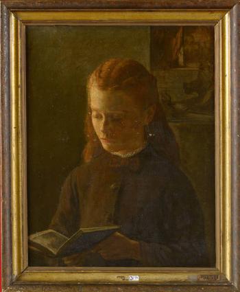 Jeune fille à la lecture by 
																	Edouard Agneesens