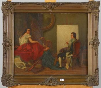 Le peintre et son modèle dans l’atelier by 
																	Edmond Alfonse Charles Lambrichs