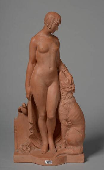 Femme nue au lévrier et à la colombe by 
																	Emile Rouff