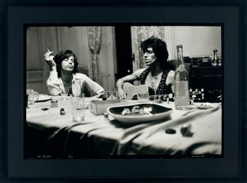 Mick & Keith Dining, Villa Nellcote 1971 by 
																			Dominique Tarle