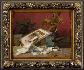 Still Life with Utensils of a Painter by 
																			 Monogrammist A S