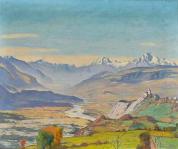 Blick von Leuk ins Rhonetal by 
																	Arnold Hans Daepp