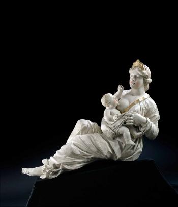 Zwei Tugenden, u.a. Caritas. Monumentale Giebelfiguren eines barocken Hochaltars by 
																			Hans Ludwig Ertinger