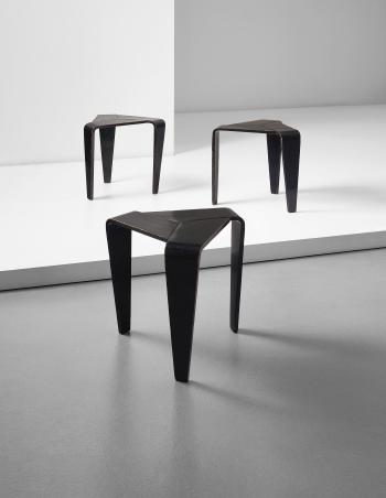 Prototype set of three stackable stools by 
																	Marke Niskala