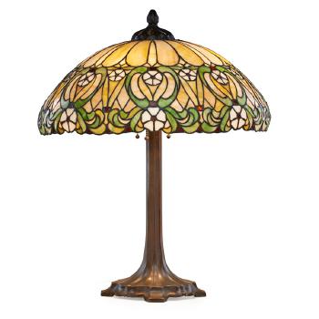 Table lamp with Art Nouveau-style shade by 
																	 J A Whaley & Co.