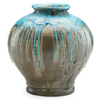 Vase with drip glaze by 
																			 Pewabic Pottery