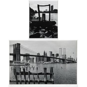 Four Works of Art: Harbor, 1980; QE2 in New York, 1977; Brooklyn Bridge, 1983; Nature Sculture (sic) East River, 1981 by 
																			George Forss