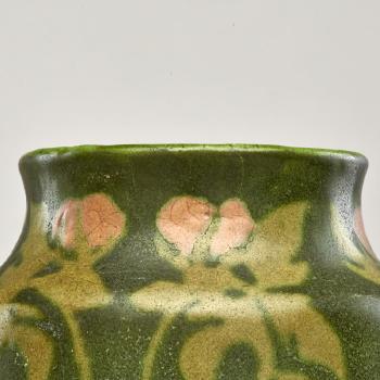 Tall vase with stylized rose by 
																			 Walrath Pottery