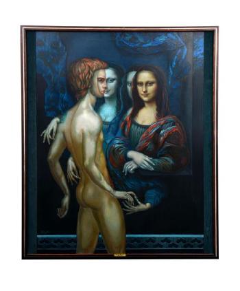 3 Mona Lisas y desnudo masculino by 
																			Jorge Quiroz