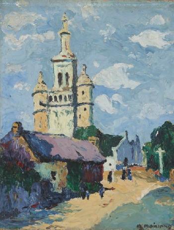 L'église du village by 
																	Auguste Maillard
