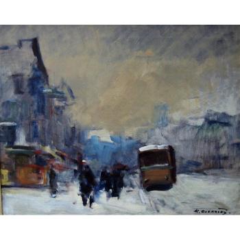 Winter Street Scene by 
																			Klement Olsansky