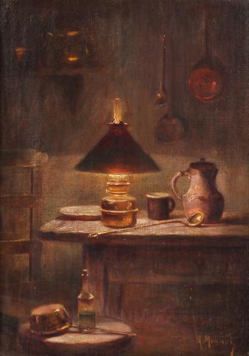 Kitchen Interior. Soup Pot by 
																			Maurice Louis Monnot