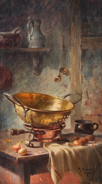 Kitchen Still Life by 
																			Maurice Louis Monnot