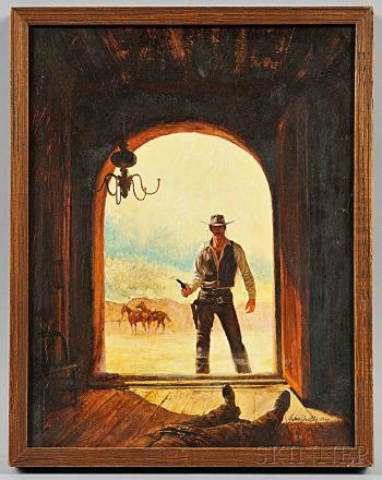 Cowboy in doorway by 
																	John Duillo