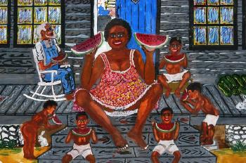 Woman with her five children by 
																			 Old Robbie