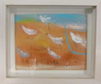 Birds in an orange meadow by 
																	Elaine Pamphilon