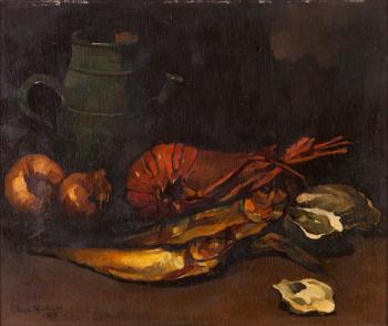 Still-life with lobster by 
																	Alda Machado Santos