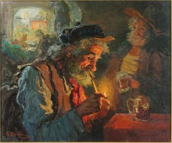 Old man with a pipe by 
																	Giovanni Madonini