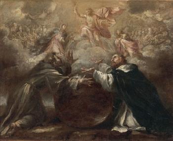 Saint Dominique est saint François en adoration by 
																	Juan de Valdes Leal