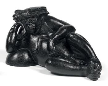 Chimpanzé allongé by 
																	Florence Jacquesson