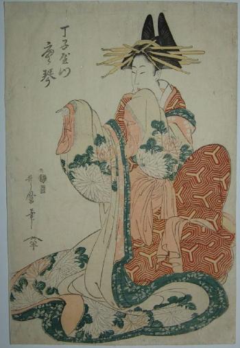 Jeune femme tenant une pipe à la main by 
																	 Utamaro