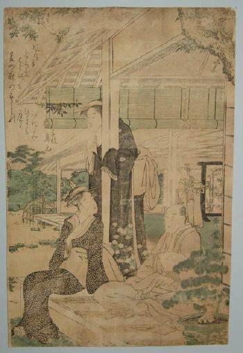 Conversation sur l’engawa by 
																	 Utamaro