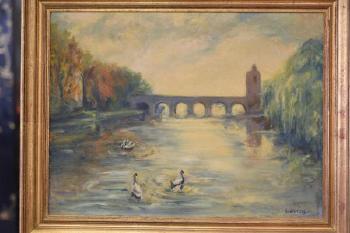 Rivière au pont et aux cygnes by 
																	Edmond Victor Jamois