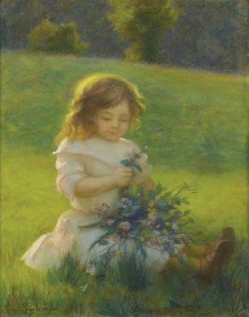 Lucile (fille du peintre) au bouquet de fleurs by 
																	Leon Printemps