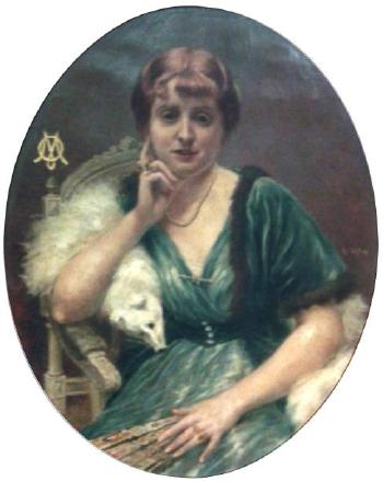Portrait d'élégante à la robe verte by 
																	Adolphe la Lyre