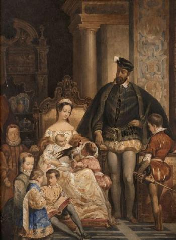 Henri II, Catherine de Médicis et leurs enfants by 
																			Alfred Johannot