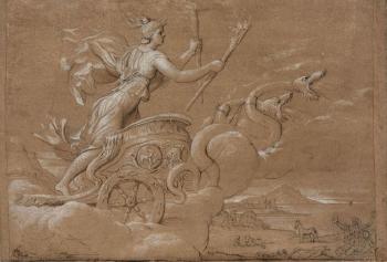 Figure allégorique conduisant un char orné
d’un triskèle by 
																	Giovanni Angelo Canini