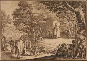 Saint Amond prêchant dans un paysage, d’après Jacques Callot by 
																	Francois Noblesse