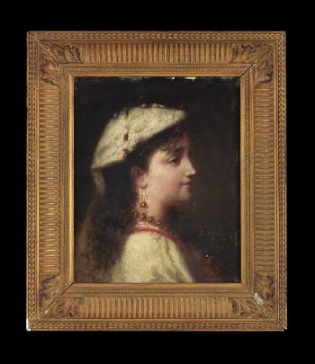 Portrait of a Neapolitan girl by 
																			Leon Vuilleminot Erpikum