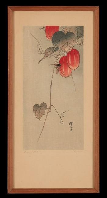Bee and Melon. Iris and Frog by 
																			Suzuki Gyosui