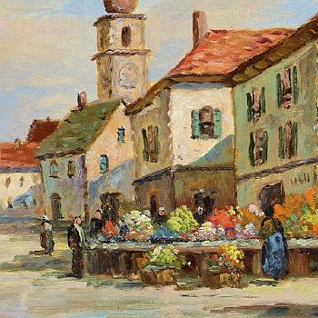 A nice market (France). Square in Aux by 
																			Dennis Ainsley