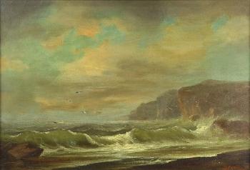 Ship Passing at Lands End by 
																			Gideon Jacques Denny