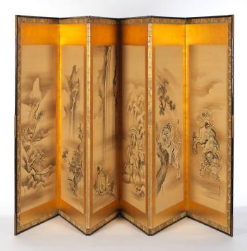 Six Panel Harimaze Screen by 
																			Hogen Tansaku